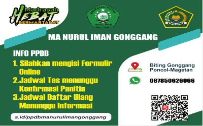 PPDB MA NURUL IMAN GONGGANG TP 2026/2027